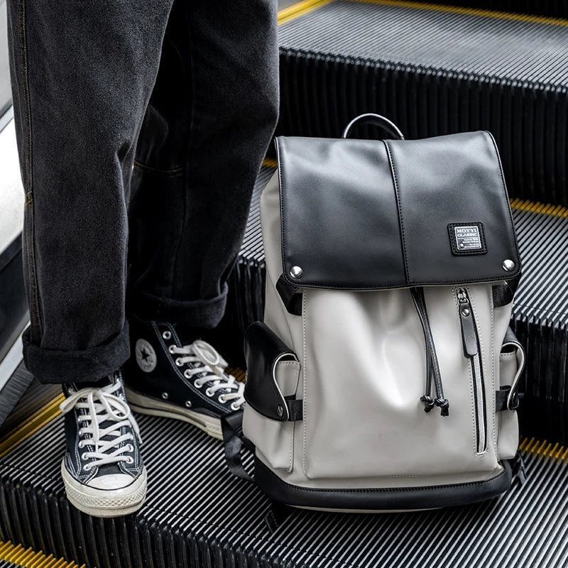 Unisex PU Leather Laptop Bags for Men Travel Backpack Bags - MCROONS.COM