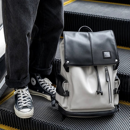 Unisex PU Leather Laptop Bags for Men Travel Backpack Bags - MCROONS.COM