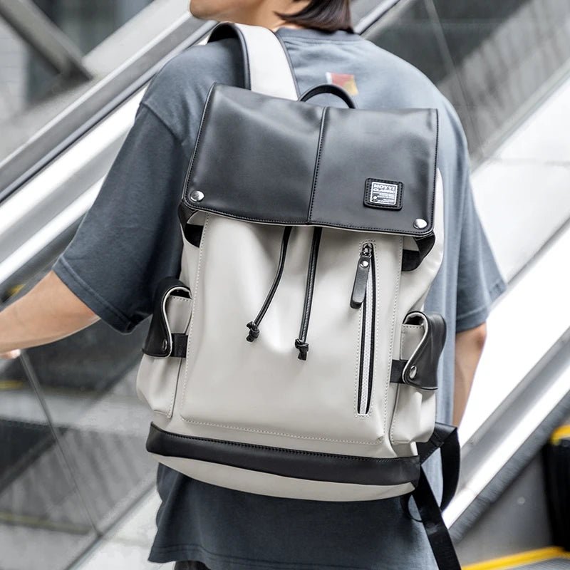 Unisex PU Leather Laptop Bags for Men Travel Backpack Bags - MCROONS.COM