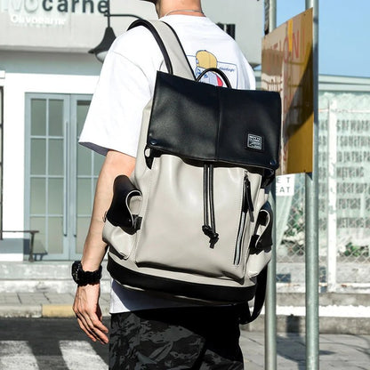 Unisex PU Leather Laptop Bags for Men Travel Backpack Bags - MCROONS.COM