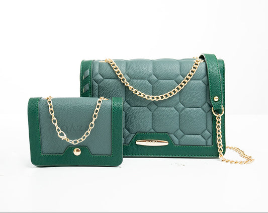 Luxury  Women's Color Block PU Leather Single Strap Shoulder Bag Set Vintage Crossbody Chain 1 Coin Purse Portable