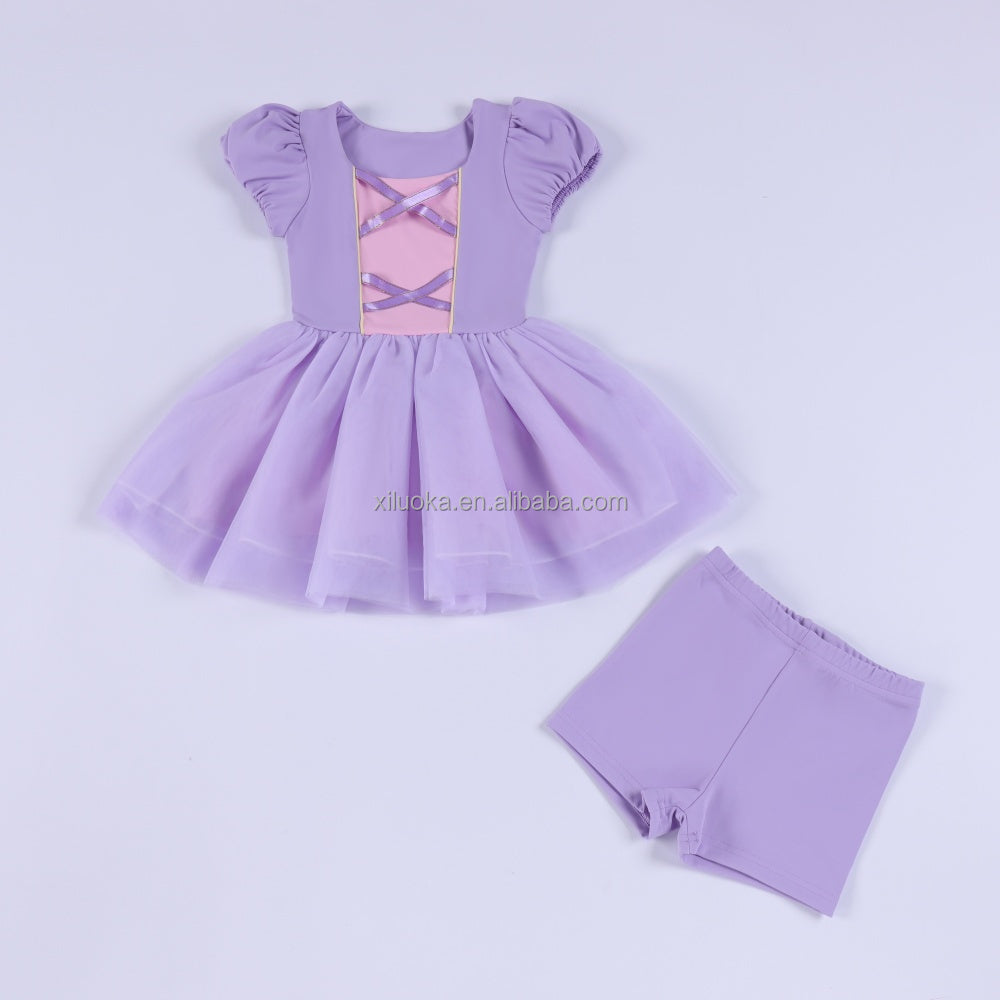 Girls Boutique Princess Dress Yoga Fabric Multi Layer Tulle Amusement Park Dance Wear Small Batch Custom