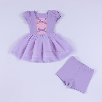 Girls Boutique Princess Dress Yoga Fabric Multi Layer Tulle Amusement Park Dance Wear Small Batch Custom