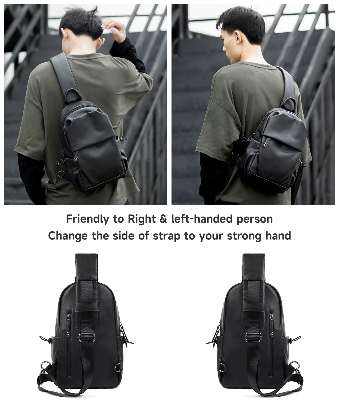 Waterproof anti Theft PU Leather Chest Bags for Men Crossbody Sling Bags - MCROONS.COM