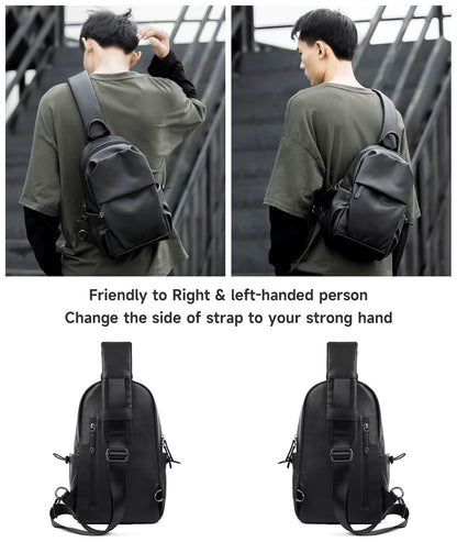 Waterproof anti Theft PU Leather Chest Bags for Men Crossbody Sling Bags - MCROONS.COM
