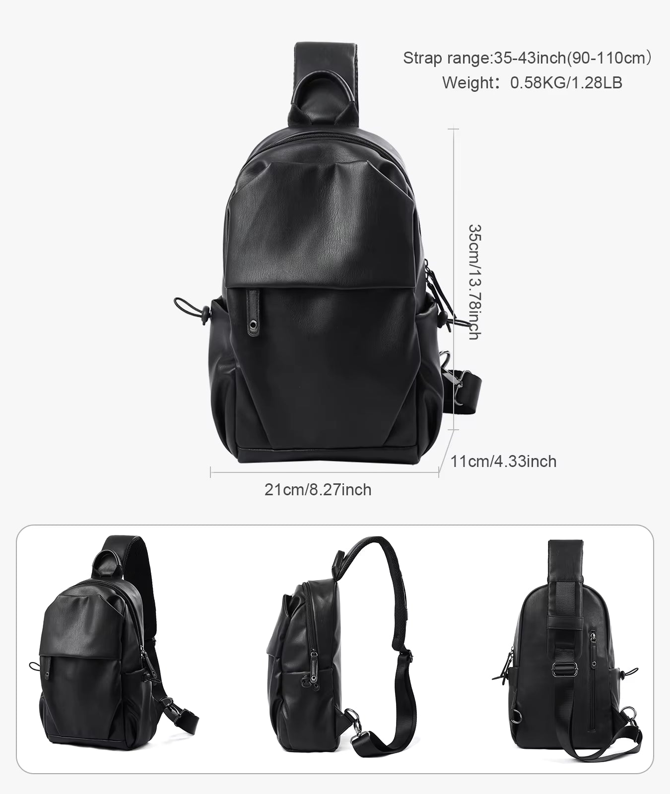 Waterproof anti Theft PU Leather Chest Bags for Men Crossbody Sling Bags - MCROONS.COM