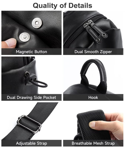 Waterproof anti Theft PU Leather Chest Bags for Men Crossbody Sling Bags - MCROONS.COM