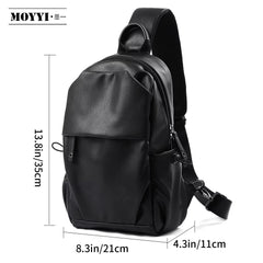 Waterproof anti Theft PU Leather Chest Bags for Men Crossbody Sling Bags
