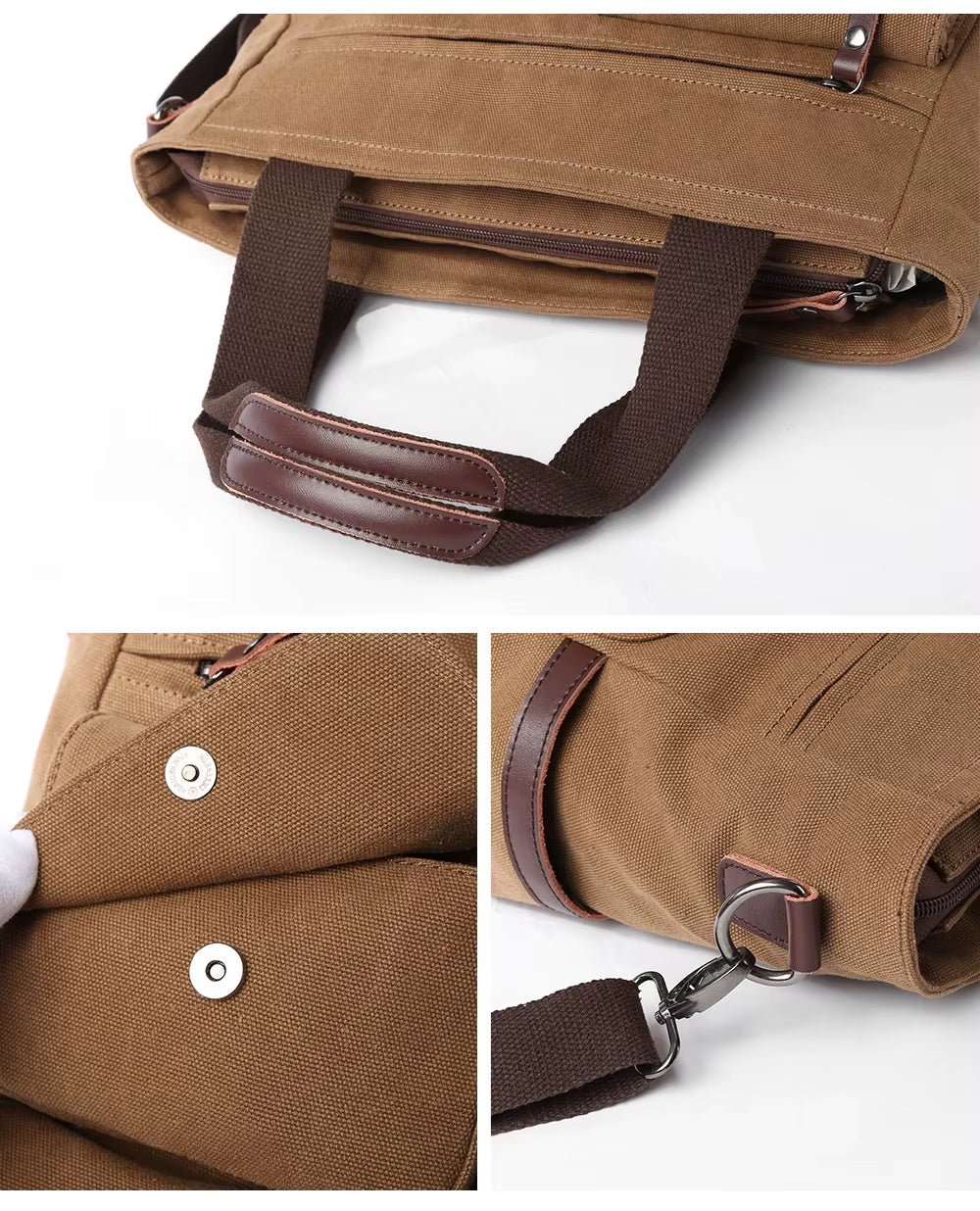Wholesale Business Retro Shoulder Bag Men Durable Canvas Office Crossbody Bags Vintage Messenger Bag for Male - MCROONS.COM