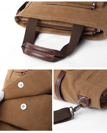 Wholesale Business Retro Shoulder Bag Men Durable Canvas Office Crossbody Bags Vintage Messenger Bag for Male - MCROONS.COM