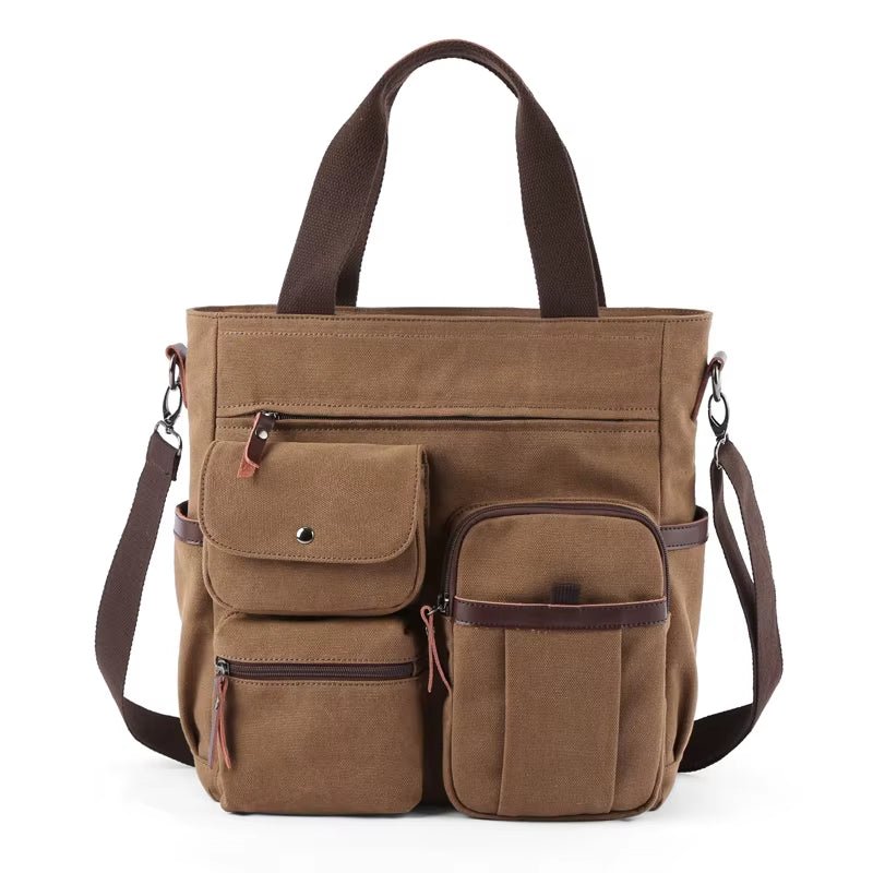 Wholesale Business Retro Shoulder Bag Men Durable Canvas Office Crossbody Bags Vintage Messenger Bag for Male - MCROONS.COM