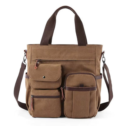 Wholesale Business Retro Shoulder Bag Men Durable Canvas Office Crossbody Bags Vintage Messenger Bag for Male - MCROONS.COM