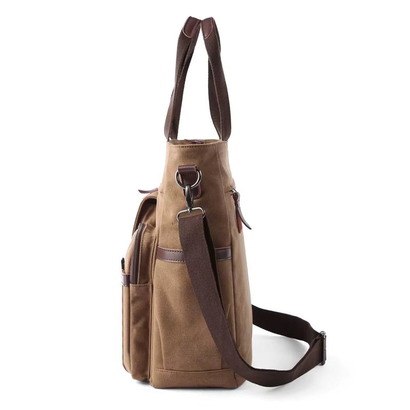 Wholesale Business Retro Shoulder Bag Men Durable Canvas Office Crossbody Bags Vintage Messenger Bag for Male - MCROONS.COM