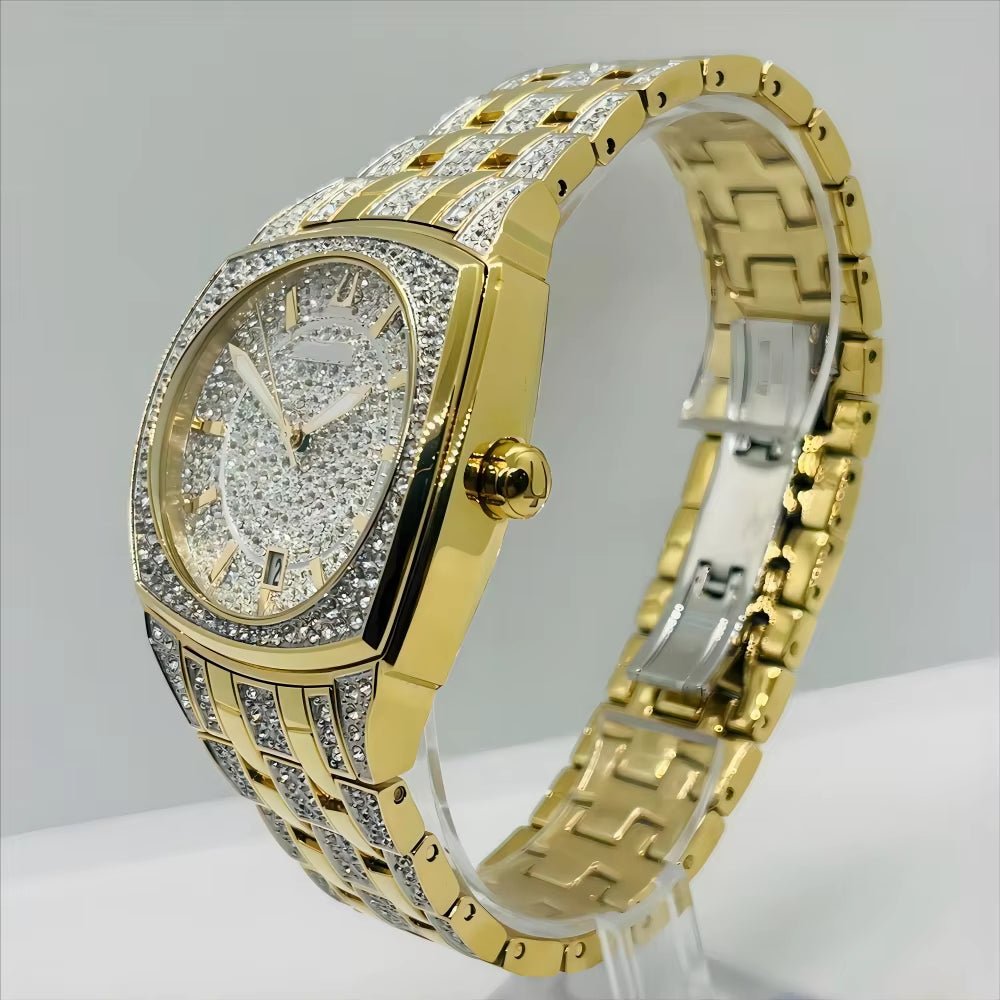 Wholesale Men'S Stainless Steel Watch Rectangle Pave Crystal Cushion - Shaped Case Iced Style 40Mm Dial 22Mm Fashionable - MCROONS.COM