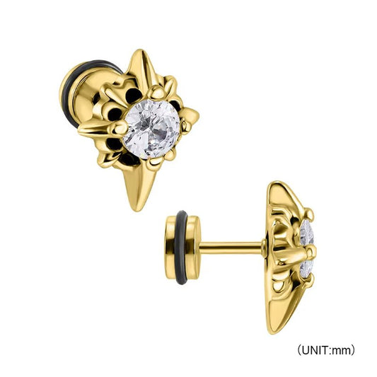 Wholesale Punk Style Single Zircon Prong Earrings Stainless Steel Vintage Obsidian Men Earrings - MCROONS.COM