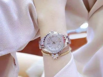 Women Watches 2024 Fashion Diamond Quartz Ladies Rose Gold Watch Luxury Stainless Steel Clock Dress Watch Ladies - MCROONS.COM
