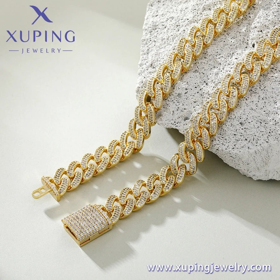 Xuping Hip Pop Jhigh Quality Stainless Steel Diamonds Cuban Chain Bracelet Urban Jewelry Mens Cuban Link Bracelet - MCROONS.COM