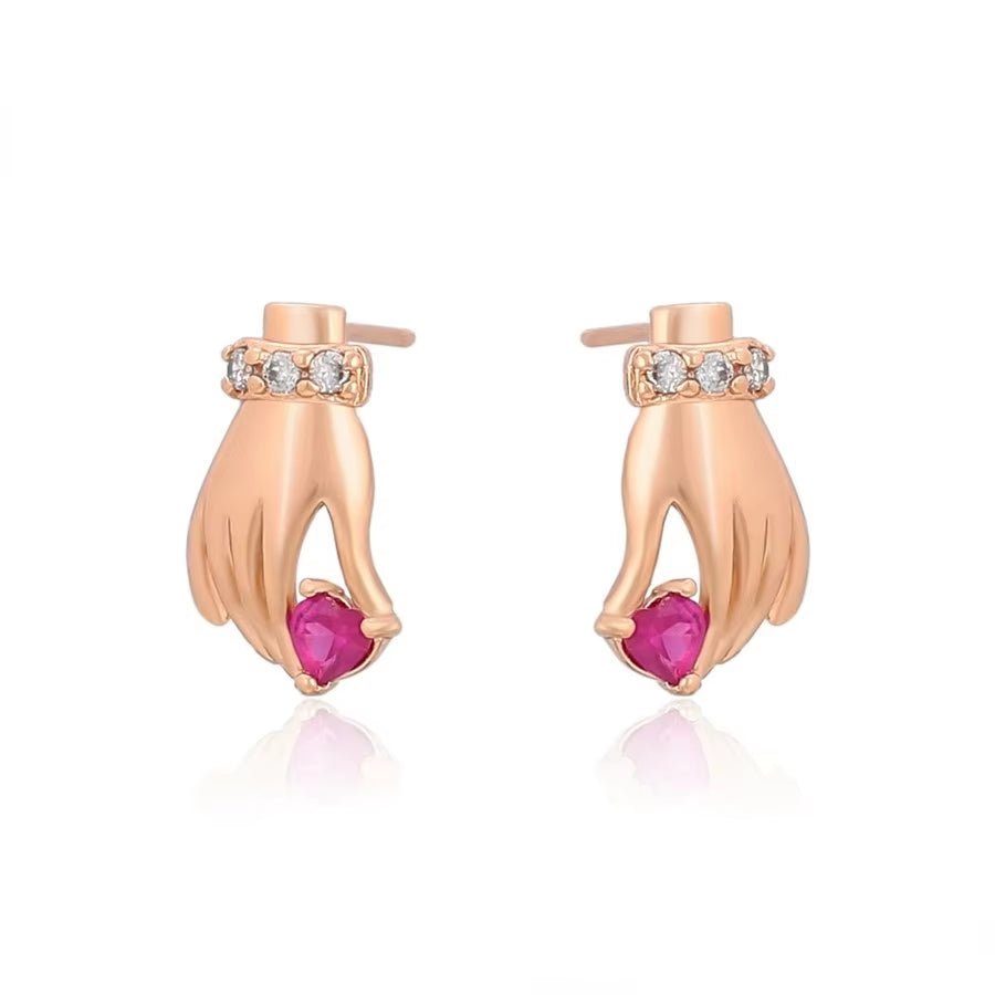 Xuping Jewelry New Popular Personality Design Hand Diamond 18K Gold Luxury Unique Style Earrings - MCROONS.COM