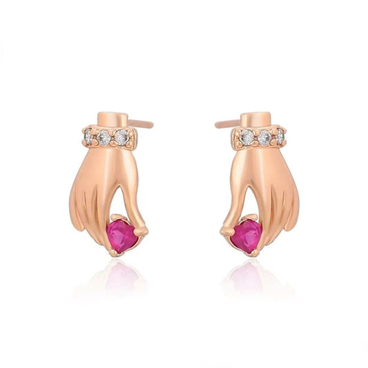 Xuping Jewelry New Popular Personality Design Hand Diamond 18K Gold Luxury Unique Style Earrings - MCROONS.COM