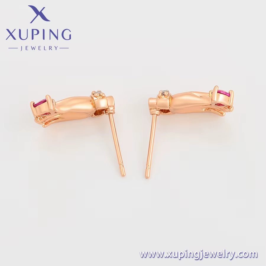 Xuping Jewelry New Popular Personality Design Hand Diamond 18K Gold Luxury Unique Style Earrings - MCROONS.COM