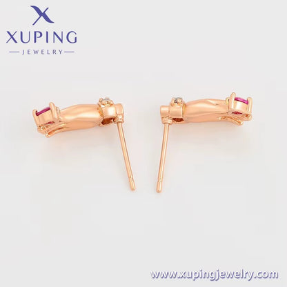 Xuping Jewelry New Popular Personality Design Hand Diamond 18K Gold Luxury Unique Style Earrings - MCROONS.COM