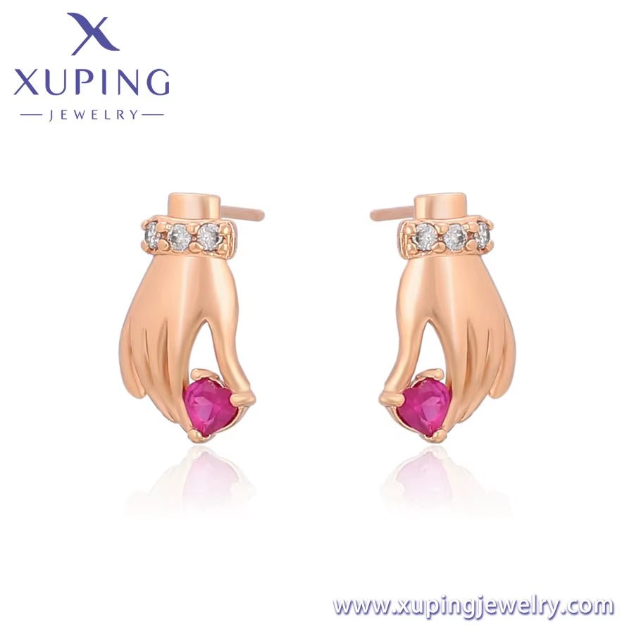 Xuping Jewelry New Popular Personality Design Hand Diamond 18K Gold Luxury Unique Style Earrings - MCROONS.COM