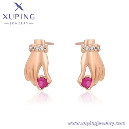 Xuping Jewelry New Popular Personality Design Hand Diamond 18K Gold Luxury Unique Style Earrings - MCROONS.COM