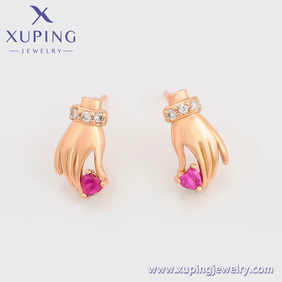 Xuping Jewelry New Popular Personality Design Hand Diamond 18K Gold Luxury Unique Style Earrings - MCROONS.COM