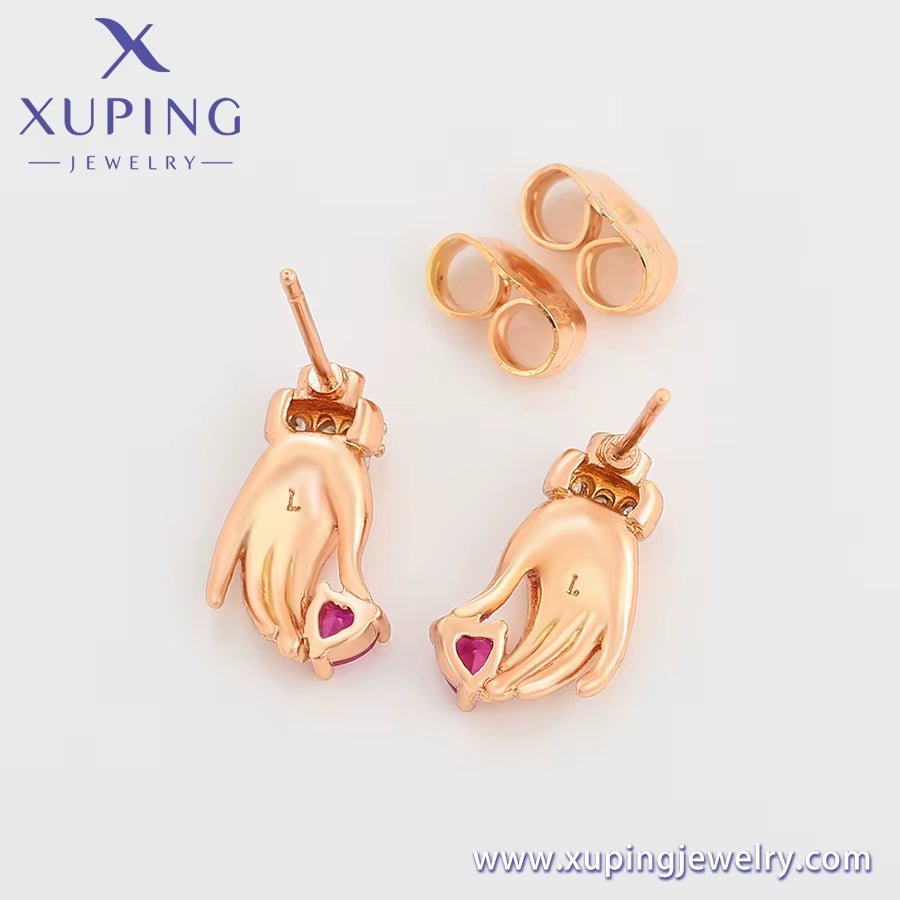 Xuping Jewelry New Popular Personality Design Hand Diamond 18K Gold Luxury Unique Style Earrings - MCROONS.COM