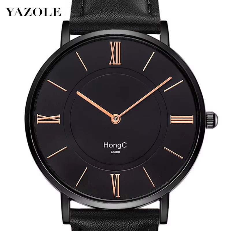 YAZOLE D Hot Selling Modern Men Black Quartz Watches Minimalist Case Waterproof Custom Wristwatches Relojes - MCROONS.COM