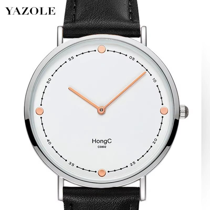 YAZOLE D Luxury Black Silver Case Custom Men Quartz Watches Two Pointers Minimalist Waterproof Wristwatch Factory Sale - MCROONS.COM