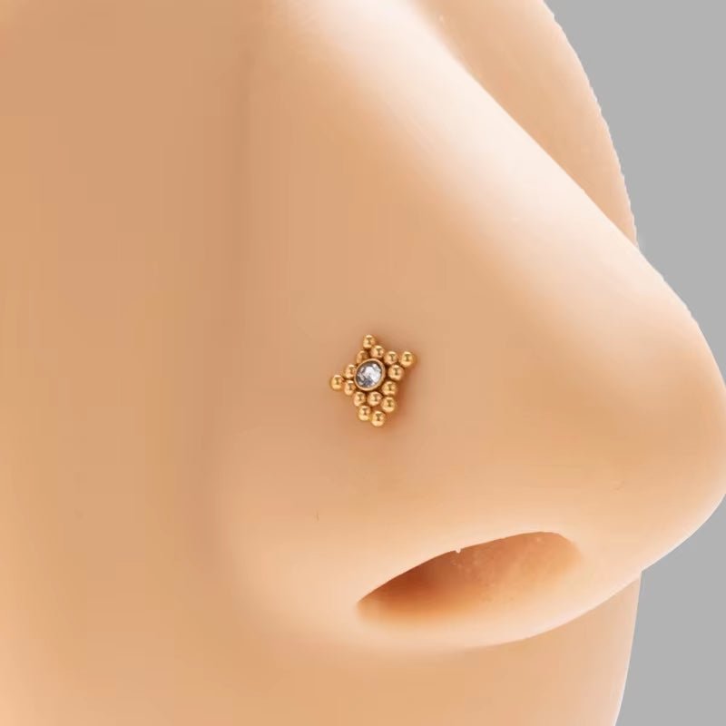 YW Hot Sales Stainless Steel Mini CZ L Shaped Nose Stud Nose Rings for Women Nose Piercing Jewelry - MCROONS.COM