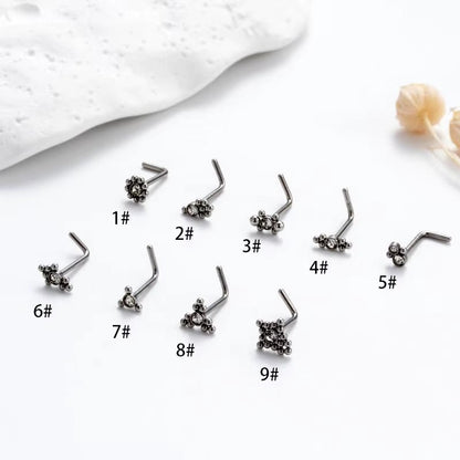 YW Hot Sales Stainless Steel Mini CZ L Shaped Nose Stud Nose Rings for Women Nose Piercing Jewelry - MCROONS.COM