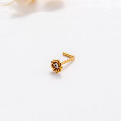 YW Hot Sales Stainless Steel Mini CZ L Shaped Nose Stud Nose Rings for Women Nose Piercing Jewelry - MCROONS.COM