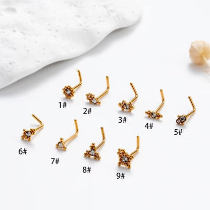 YW Hot Sales Stainless Steel Mini CZ L Shaped Nose Stud Nose Rings for Women Nose Piercing Jewelry - MCROONS.COM